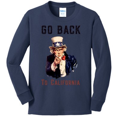 Funny Go Back To California Conservative Kids Long Sleeve Shirt