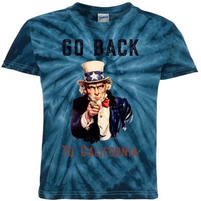 Funny Go Back To California Conservative Kids Tie-Dye T-Shirt