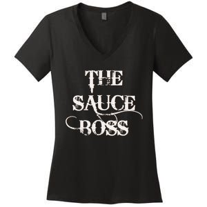 Funny Grilling Bbq T The Sauce Boss Grill Daddy Women's V-Neck T-Shirt