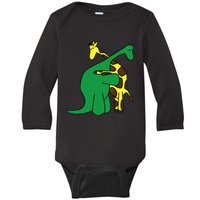 Funny Good Boy Dinosaur Hugging a Giraffe Movie Fan Gift Baby Long Sleeve Bodysuit