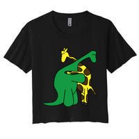 Funny Good Boy Dinosaur Hugging a Giraffe Movie Fan Gift Women's Crop Top Tee