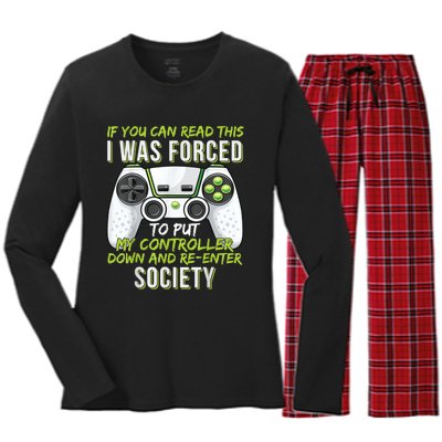 Funny Gaming Boy Girl Men Gamer Video Game Women's Long Sleeve Flannel Pajama Set 