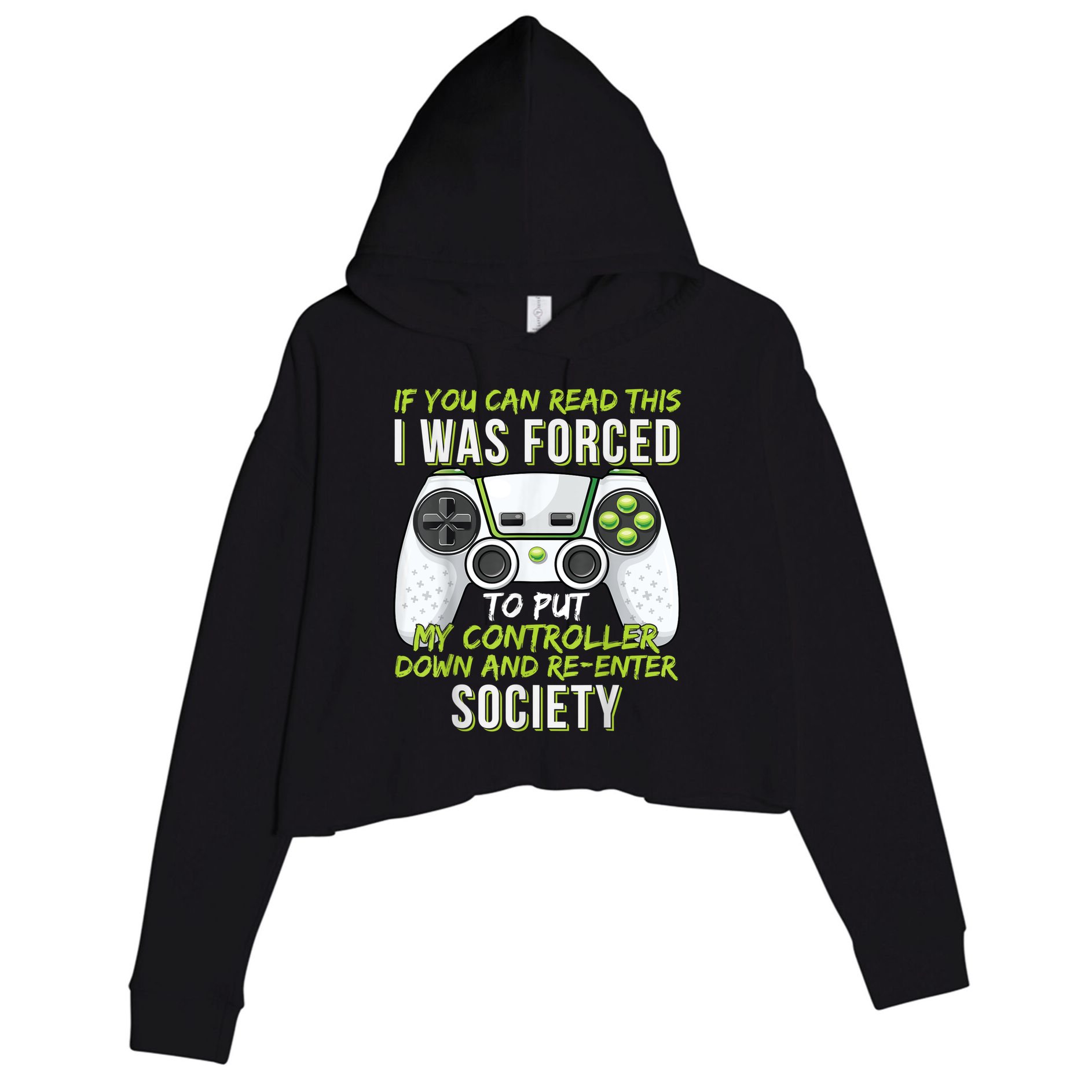 Funny Gaming Boy Girl Men Gamer Video Game Crop Fleece Hoodie