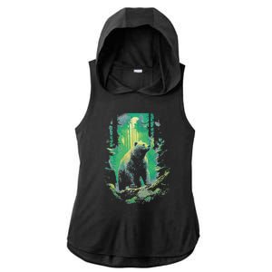 Forest Grizzly Bear Bear Mystic Ladies PosiCharge Tri-Blend Wicking Draft Hoodie Tank