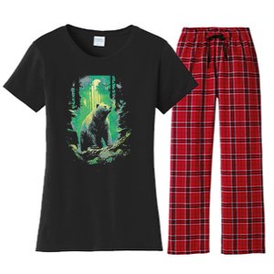 Forest Grizzly Bear Bear Mystic Women's Flannel Pajama Set