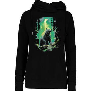 Forest Grizzly Bear Bear Mystic Womens Funnel Neck Pullover Hood