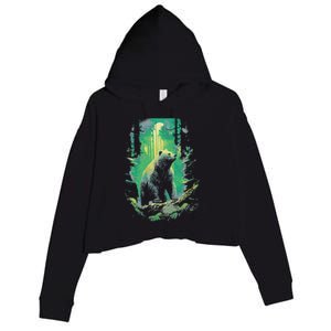 Forest Grizzly Bear Bear Mystic Crop Fleece Hoodie