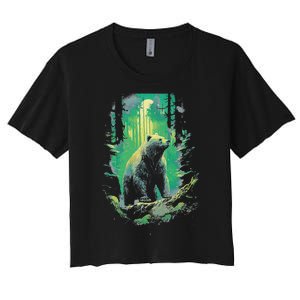 Forest Grizzly Bear Bear Mystic Women's Crop Top Tee