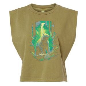 Forest Grizzly Bear Bear Mystic Garment-Dyed Women's Muscle Tee