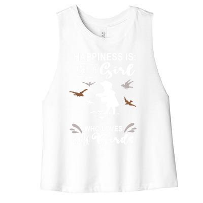 Funny Girls Birding Birder Bird Lover Meme Cute Gift Women's Racerback Cropped Tank