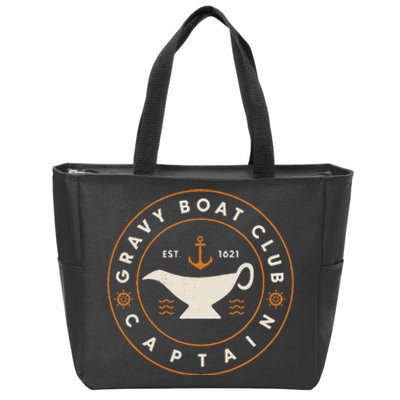 Funny Gravy Boat Captain Thanksgiving Zip Tote Bag