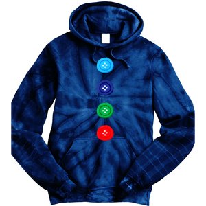 Four Groovy Buttons Blue Cat Funny Halloween Costume Tie Dye Hoodie