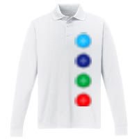 Four Groovy Buttons Blue Cat Funny Halloween Costume Performance Long Sleeve Polo