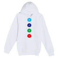 Four Groovy Buttons Blue Cat Funny Halloween Costume Premium Pullover Hoodie