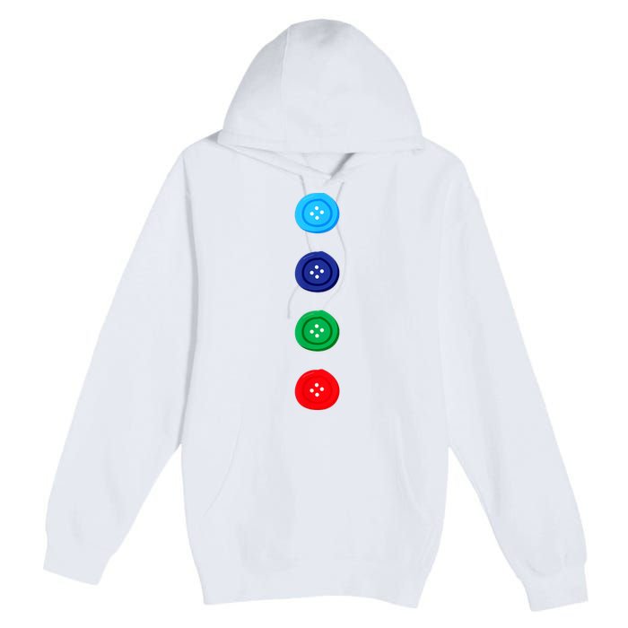 Four Groovy Buttons Blue Cat Funny Halloween Costume Premium Pullover Hoodie