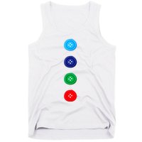 Four Groovy Buttons Blue Cat Funny Halloween Costume Tank Top