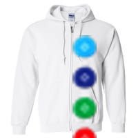 Four Groovy Buttons Blue Cat Funny Halloween Costume Full Zip Hoodie