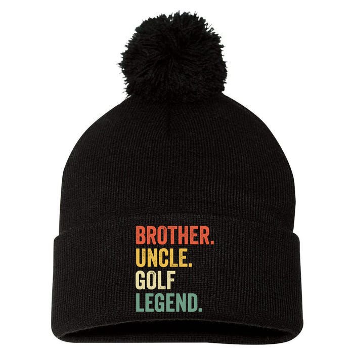 Funny Golfer Brother Uncle Golf Legend Golfing Vintage Pom Pom 12in Knit Beanie