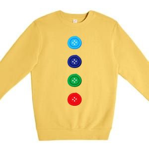 Four Groovy Buttons Blue Cat Funny Halloween Cute Premium Crewneck Sweatshirt