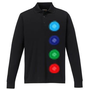 Four Groovy Buttons Blue Cat Funny Halloween Cute Performance Long Sleeve Polo