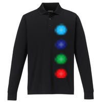 Four Groovy Buttons Blue Cat Funny Halloween Cute Performance Long Sleeve Polo