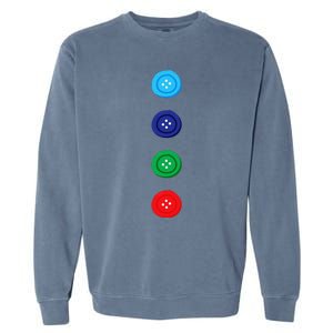 Four Groovy Buttons Blue Cat Funny Halloween Cute Garment-Dyed Sweatshirt