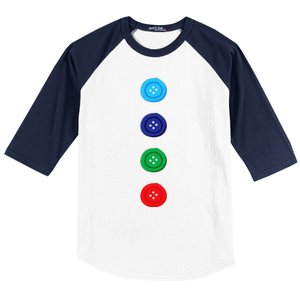 Four Groovy Buttons Blue Cat Funny Halloween Cute Baseball Sleeve Shirt