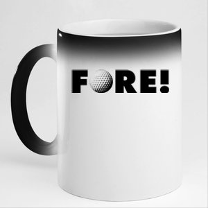 Fore Golf Ball Golf Lover 11oz Black Color Changing Mug