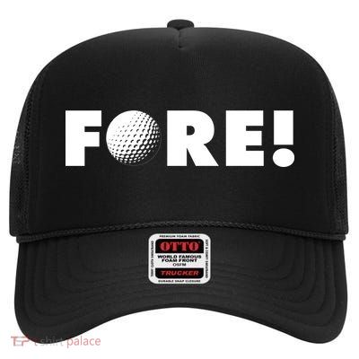 Fore Golf Ball Golf Lover High Crown Mesh Back Trucker Hat