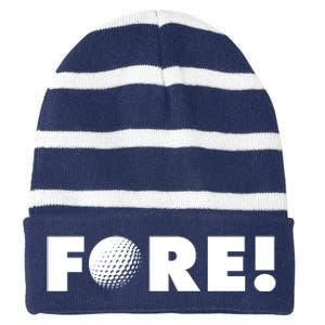 Fore Golf Ball Golf Lover Striped Beanie with Solid Band