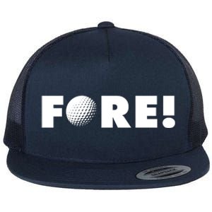 Fore Golf Ball Golf Lover Flat Bill Trucker Hat