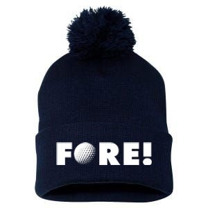 Fore Golf Ball Golf Lover Pom Pom 12in Knit Beanie