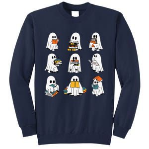 Funny Ghost Book Reading Halloween Books Lover Teacher Tall Sweatshirt