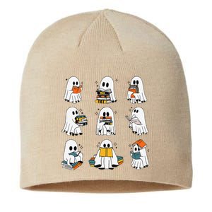 Funny Ghost Book Reading Halloween Books Lover Teacher Sustainable Beanie