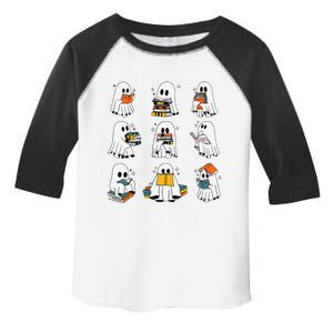 Funny Ghost Book Reading Halloween Books Lover Teacher Toddler Fine Jersey T-Shirt