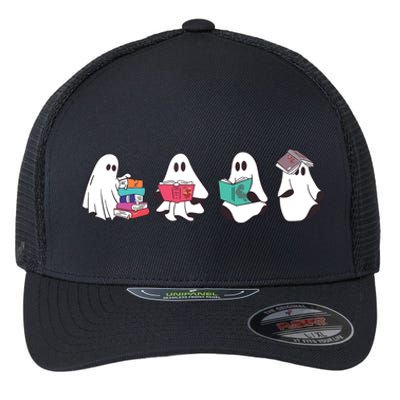 Funny Ghost Book Reading Halloween Books Lover Teacher Flexfit Unipanel Trucker Cap