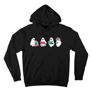 Funny Ghost Book Reading Halloween Books Lover Teacher Hoodie