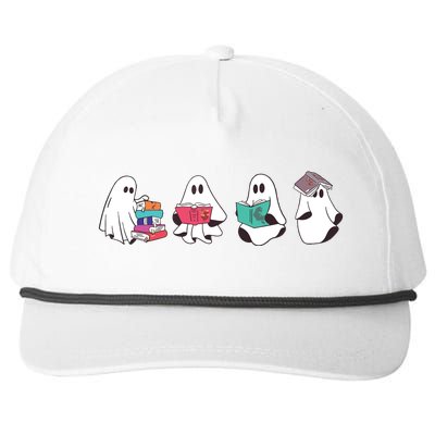 Funny Ghost Book Reading Halloween Books Lover Teacher Snapback Five-Panel Rope Hat