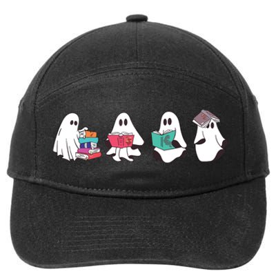 Funny Ghost Book Reading Halloween Books Lover Teacher 7-Panel Snapback Hat