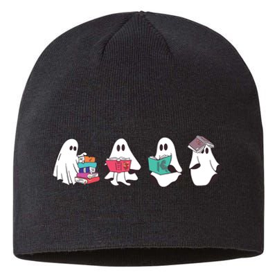 Funny Ghost Book Reading Halloween Books Lover Teacher Sustainable Beanie