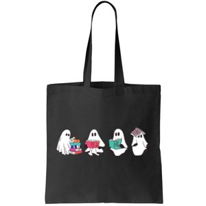 Funny Ghost Book Reading Halloween Books Lover Teacher Tote Bag