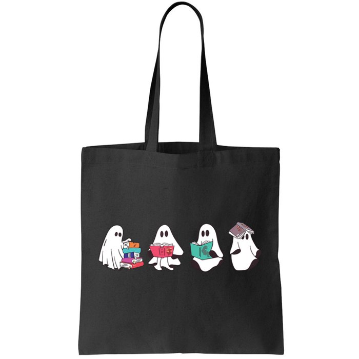 Funny Ghost Book Reading Halloween Books Lover Teacher Tote Bag