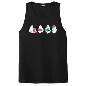 Funny Ghost Book Reading Halloween Books Lover Teacher PosiCharge Competitor Tank