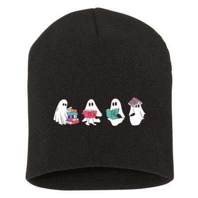 Funny Ghost Book Reading Halloween Books Lover Teacher Short Acrylic Beanie