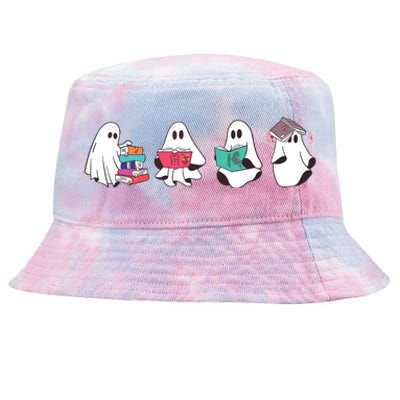 Funny Ghost Book Reading Halloween Books Lover Teacher Tie-Dyed Bucket Hat