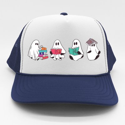 Funny Ghost Book Reading Halloween Books Lover Teacher Trucker Hat