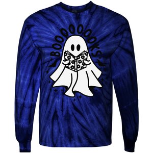 Funny Ghost Book Reading Halloween Books Lover Teacher Tie-Dye Long Sleeve Shirt