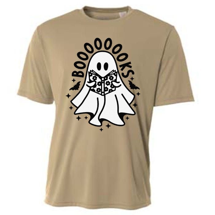 Funny Ghost Book Reading Halloween Books Lover Teacher Cooling Performance Crew T-Shirt