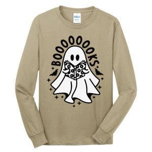 Funny Ghost Book Reading Halloween Books Lover Teacher Tall Long Sleeve T-Shirt