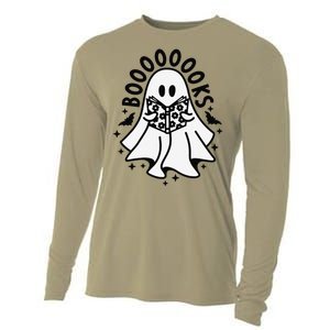 Funny Ghost Book Reading Halloween Books Lover Teacher Cooling Performance Long Sleeve Crew